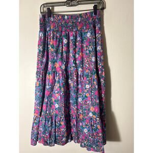 Rails Multicolor Floral Pull On Tiered Midi Skirt Sz S